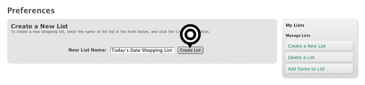 Create a new Shopping List