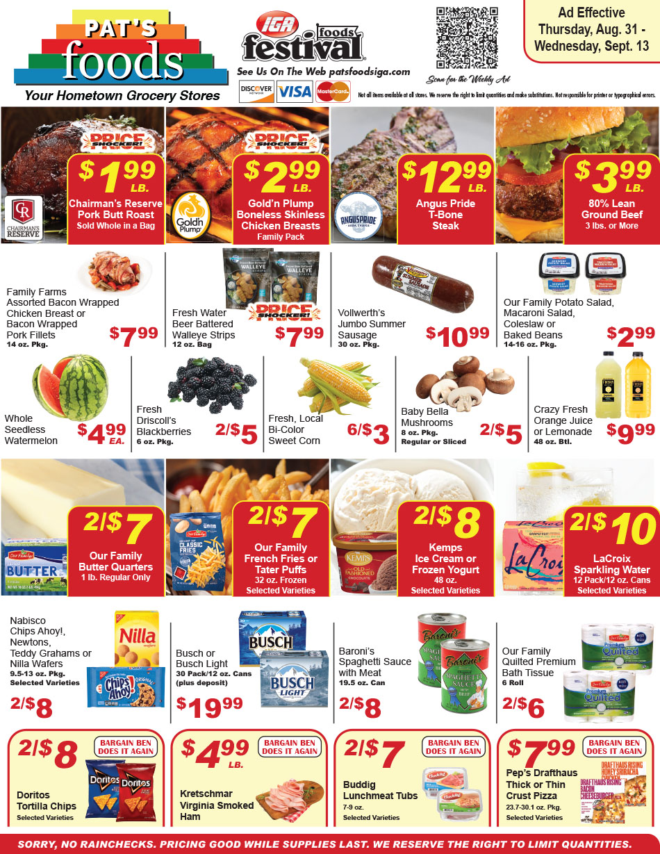 Pat's Foods Weekly Specials Page 1 08/03/2023