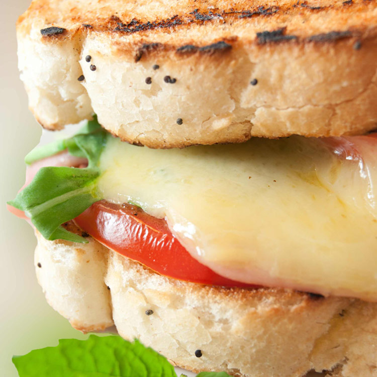 Picture of Grilled Cheese with Arugula, Fresh Basil and Tomato