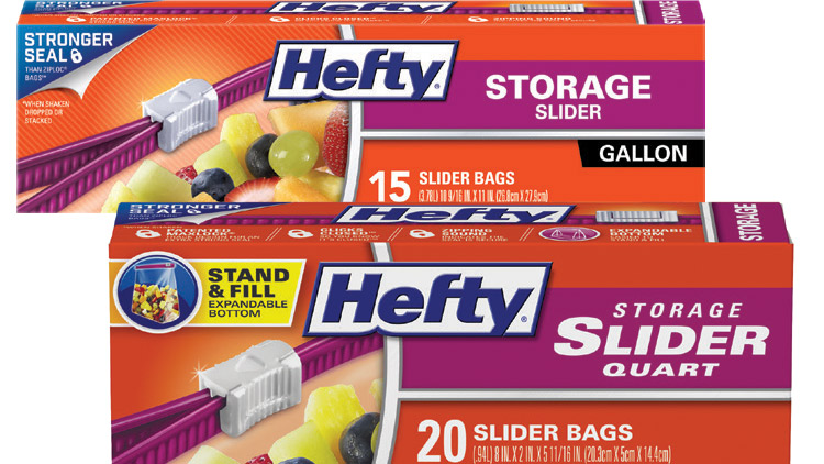 Hefty Slider Stronger & Seal Jumbo Storage Bags 2.5 Gallon, 12 Ct X 4, 48  In All