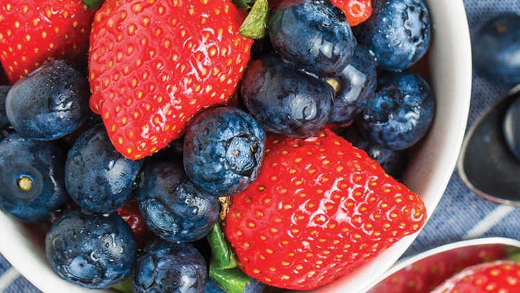 Picture of Red Ripe Strawberries or Fresh Blueberries