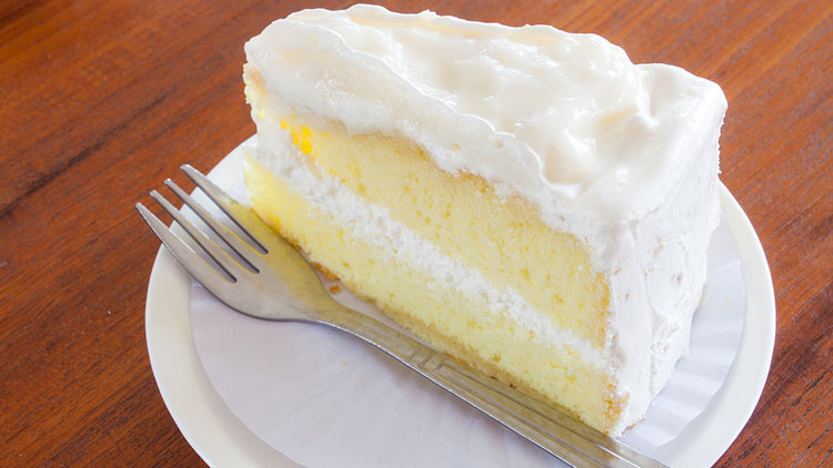 Picture of White Cake Slice with Vanilla Buttercream Frosting