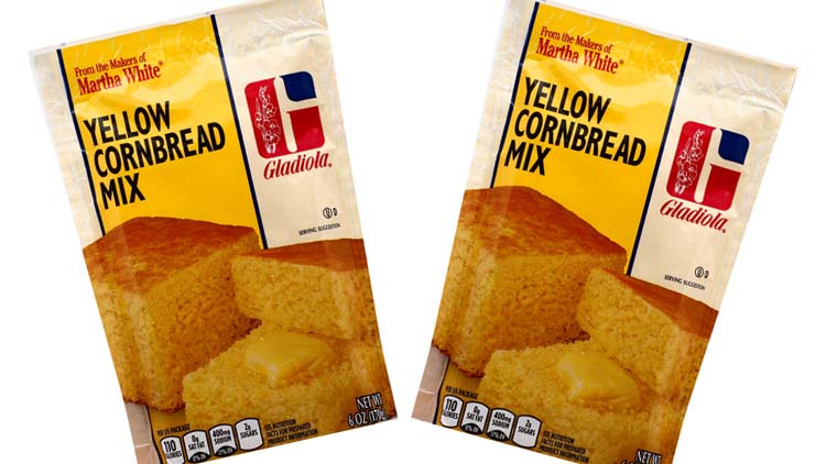 Picture of Gladiola Cornbread Mix, Food Club Dried Pinto Beans, VanCamp's Pork and Beans or