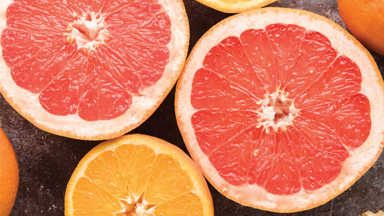 Picture of California Seedless Navel Oranges or Texas Ruby Red Grapefruit