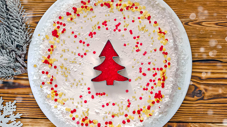 Picture of Fresh Holiday Decorated Single Layer Cake