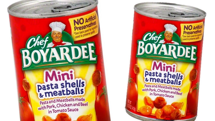 Picture of Chef Boyardee Canned Pasta or Manwich Sloppy Joe Sauce