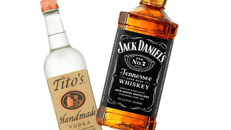 Picture of Tito's Handmade Vodka or Jack Daniel's Tennessee Whiskey