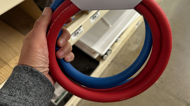 Picture of Ultra Dynamic Products Red & Blue Rubber Washing Machine Supply Line